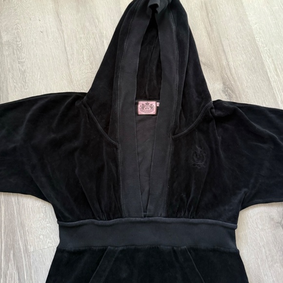 Juicy Couture Women’s Black Velour Hooded Mini Dress Size Small Y2K - Picture 7 of 10